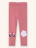 Butterfly Applique Striped Leggings