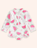 Fruit Print Long Sleeve Zip-up Swimsuit