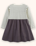 Kitten Applique Striped Dress
