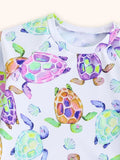 Long Sleeve Turtle Printed Swimsuit