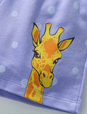 Cute Giraffe Printed Cotton Shorts