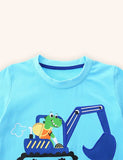 Cartoon Excavator Printed T-shirt Set