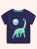 Glowing Dinosaur Printed Cotton T-shirt