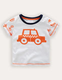 Cute Car Print T- shirt And Shorts Set
