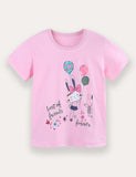 Rabbit Balloon Print T-Shirt and Shorts Set