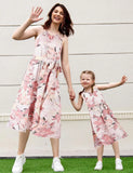 Mom&Me Neck Strap Vacation Floral Dress
