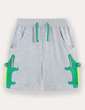 Cartoon Crocodile Applique Shorts