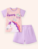 Unicorn  Printed Cotton T-shirt Set