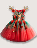 Festival Reindeer Embroidered Tulle Dress