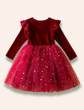 Christmas Starry Tulle Ruffled Dress