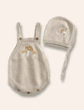 Mushroom Embroidered Sweater Romper Set