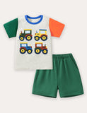 Truck Print Short Sleeve T-Shirt and Shorts Set