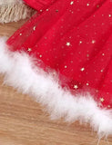 Christmas Long Sleeve Star Tulle Party Dress Set