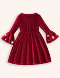 Bow Velvet Long Sleeves Dress