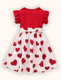 Valentine's Day Love Printed Flying Sleeve Dress
