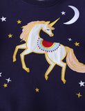 Unicorn Embroidered Long-sleeved Sweatshirt