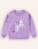 Unicorn Embroidered Long-sleeved Sweatshirt