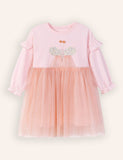 Butterfly Appliqué Long Sleeve Tulle Dress