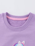 Unicorn Embroidered Long-sleeved Sweatshirt