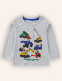 Construction Car Print Long-sleeved T-shirt