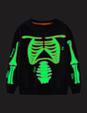 Halloween Luminous Skeleton Print Sweatshirt & Pants