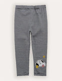 Cotton Car Applique Striped Leggings