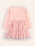 Bunny Printed Long Sleeves Tulle Dress