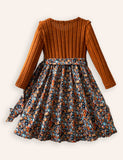 Knitted Floral Flying Sleeve Dress