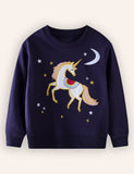 Unicorn Embroidered Long-sleeved Sweatshirt