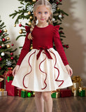 Christmas Ruffle Sleeve Splicing Princess Dress