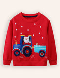 Christmas Santa Claus Applique Long Sleeve Sweatshirt