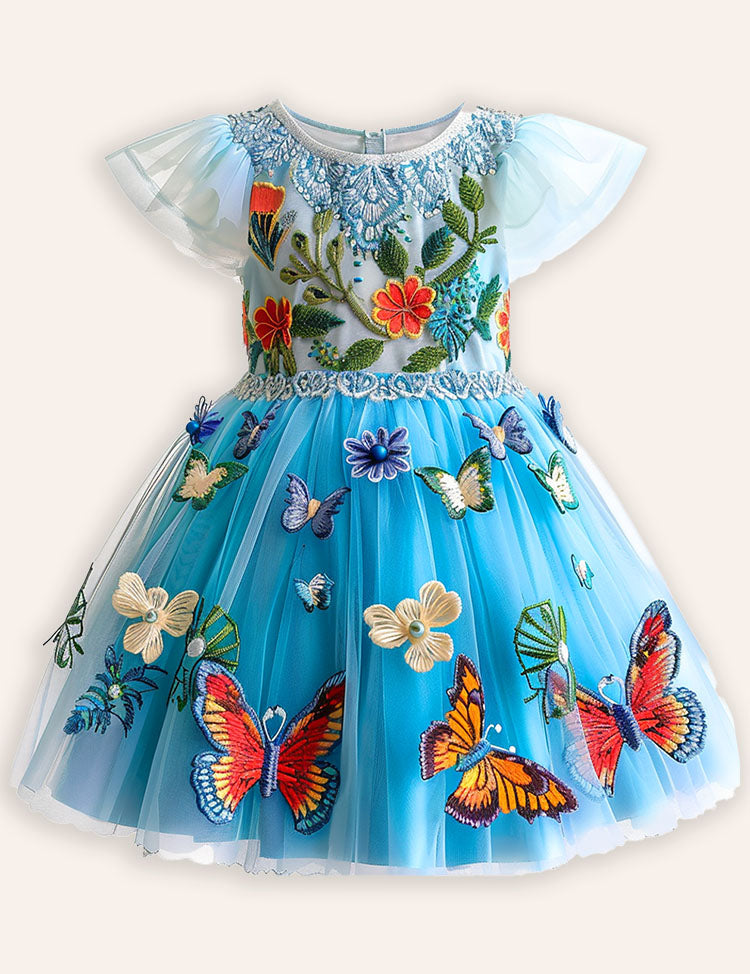Butterfly Applique Tulle Dress