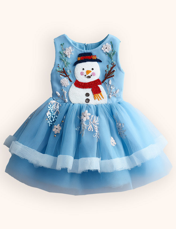 Tulle Snowman Applique Dress