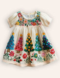 Christams Trees Embroidered Dress
