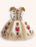 Nutcrackers Gloden Tulle Appliqué Dress