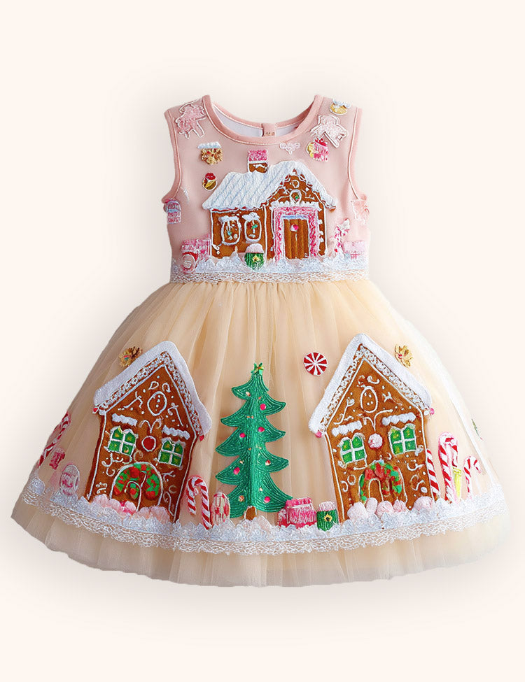 Tulle Gingerbread Embroidered Dress