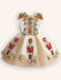 Nutcrackers Gloden Tulle Appliqué Dress