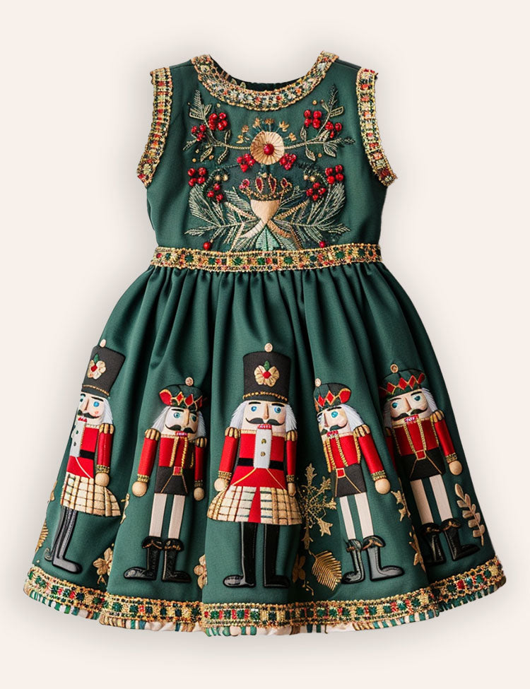 Christmas Nutcrackers Embroidered Dress