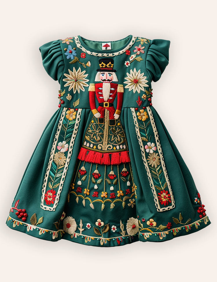 Christmas Nutcrackers Embroidered Dress