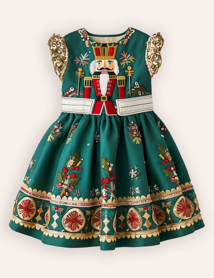 Christmas Nutcrackers Embroidered Dress