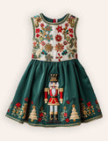 Christmas Nutcrackers Embroidered Dress