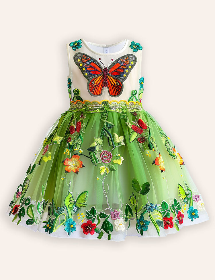 Butterfly Applique Tulle Dress