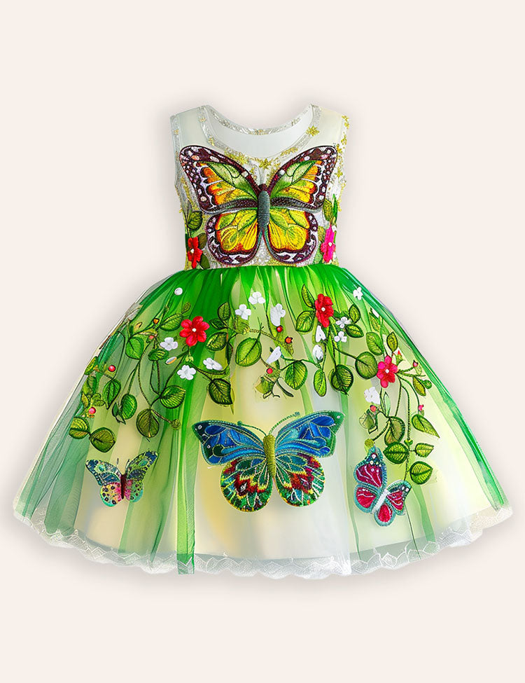 Butterfly Applique Tulle Dress