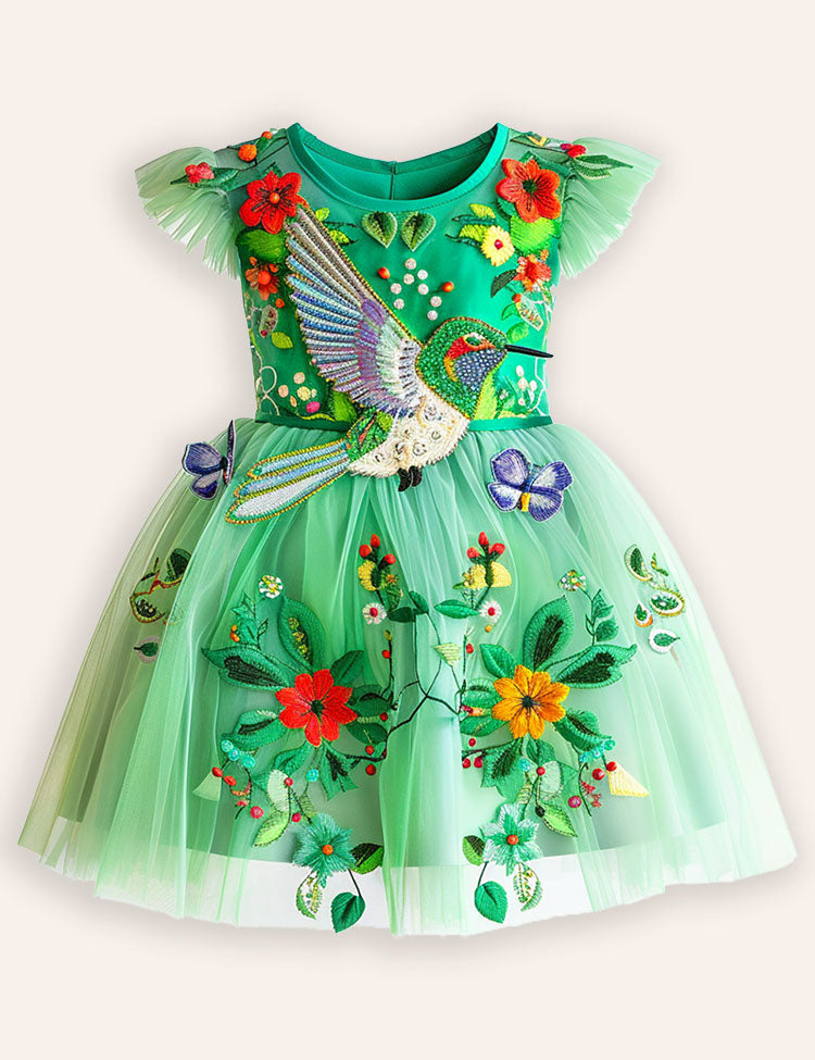 Bird Applique Tulle Dress
