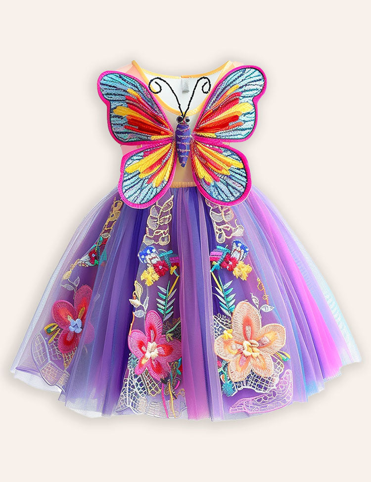 Butterfly Applique Tulle Dress