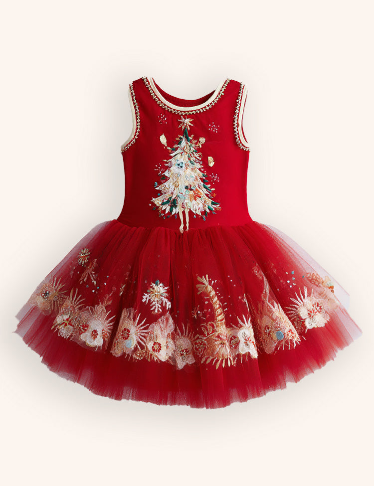 Christmas Tree Tulle Appliqué Dress