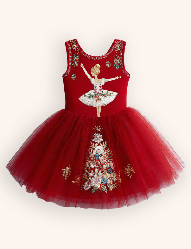 Christmas Ballet Tulle Appliqué Dress