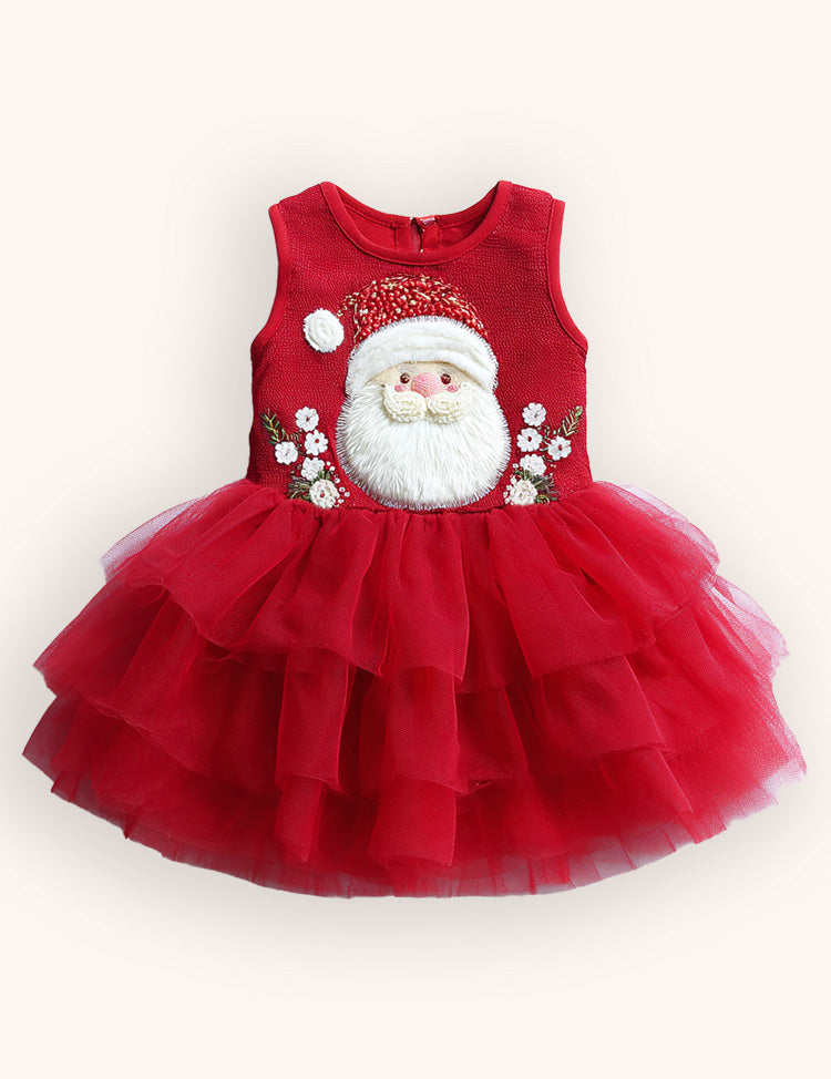 Tulle Christmas Santa Embroidered Dress