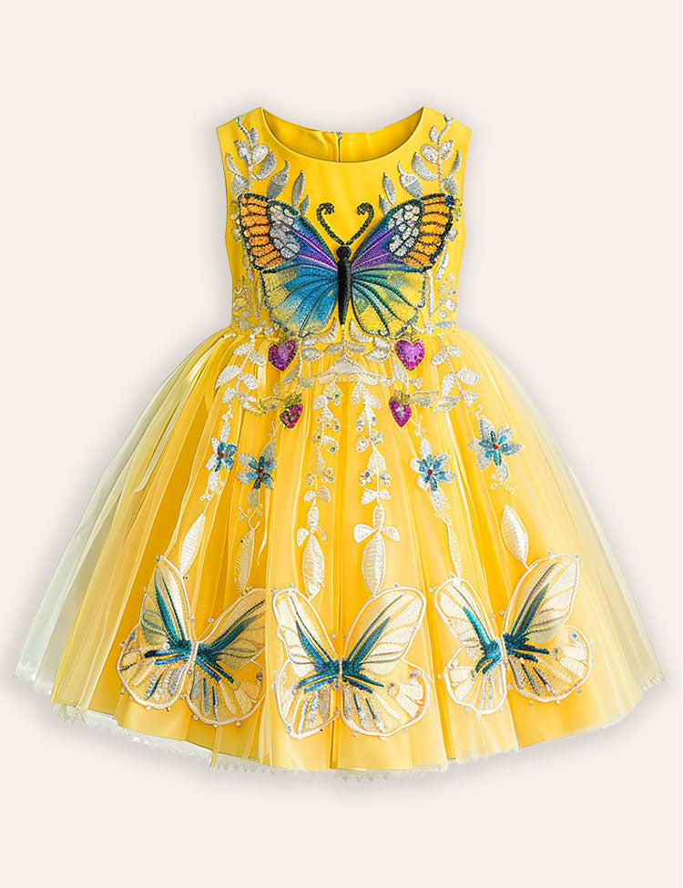 Butterfly Applique Tulle Dress