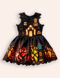 Mom&Me - Halloween Haunted House Appliqué Dress